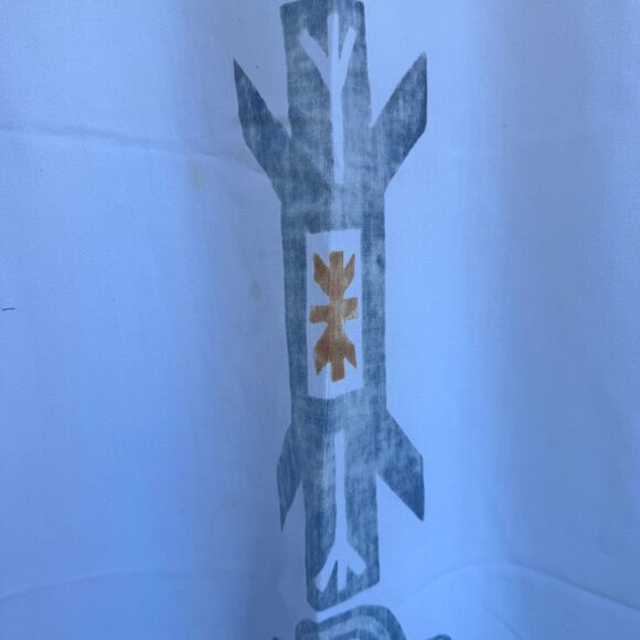 Maxi Dress Cultural Ethnic Native Print 3/4 Sleeves White Gray Back Zip Vtg 60s - Picture 12 of 16